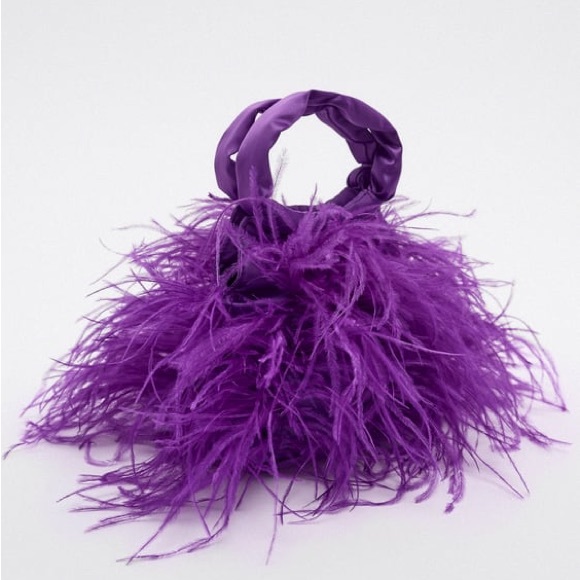 Zara Bags Zara Purple Feather Bucket Crossbody Bag Poshmark